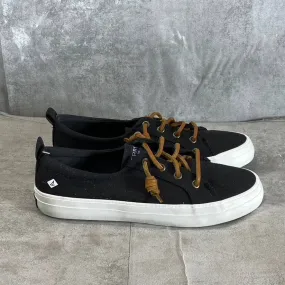 SPERRY Women's Black Canvas Crest Vibe Tie-Lace Memory Foam Sneakers SZ 7