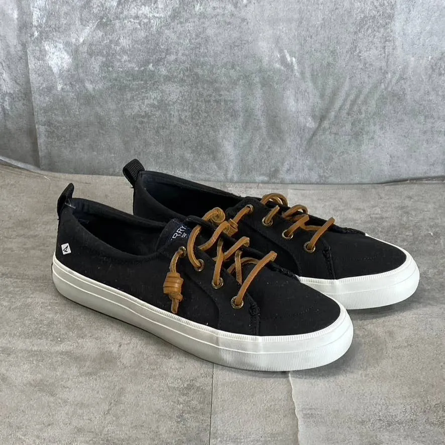 SPERRY Women's Black Canvas Crest Vibe Tie-Lace Memory Foam Sneakers SZ 7