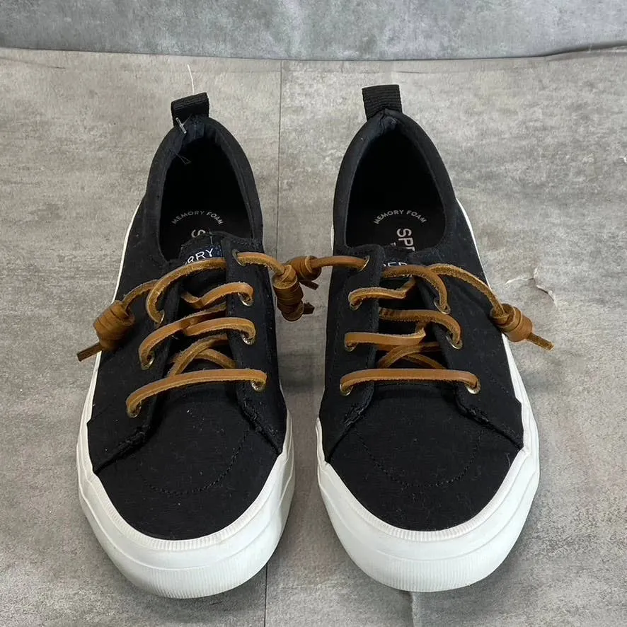 SPERRY Women's Black Canvas Crest Vibe Tie-Lace Memory Foam Sneakers SZ 7