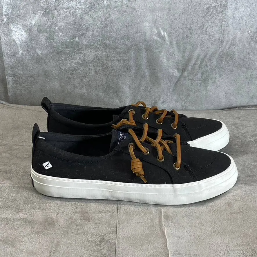 SPERRY Women's Black Canvas Crest Vibe Tie-Lace Memory Foam Sneakers SZ 7