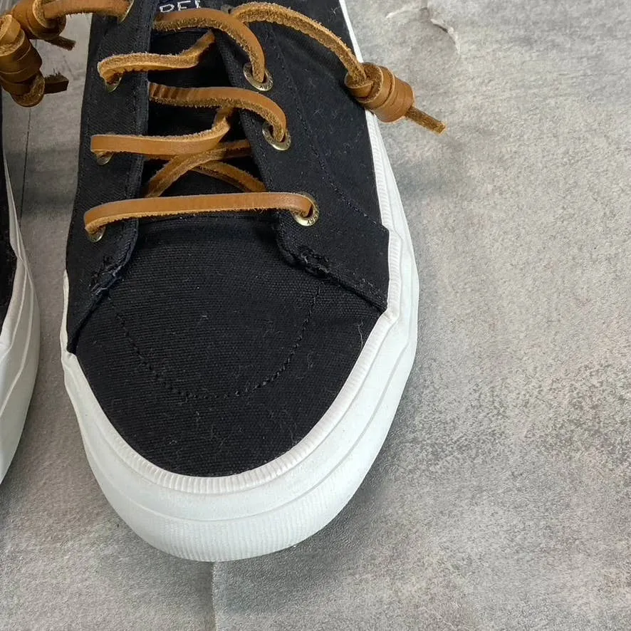 SPERRY Women's Black Canvas Crest Vibe Tie-Lace Memory Foam Sneakers SZ 7