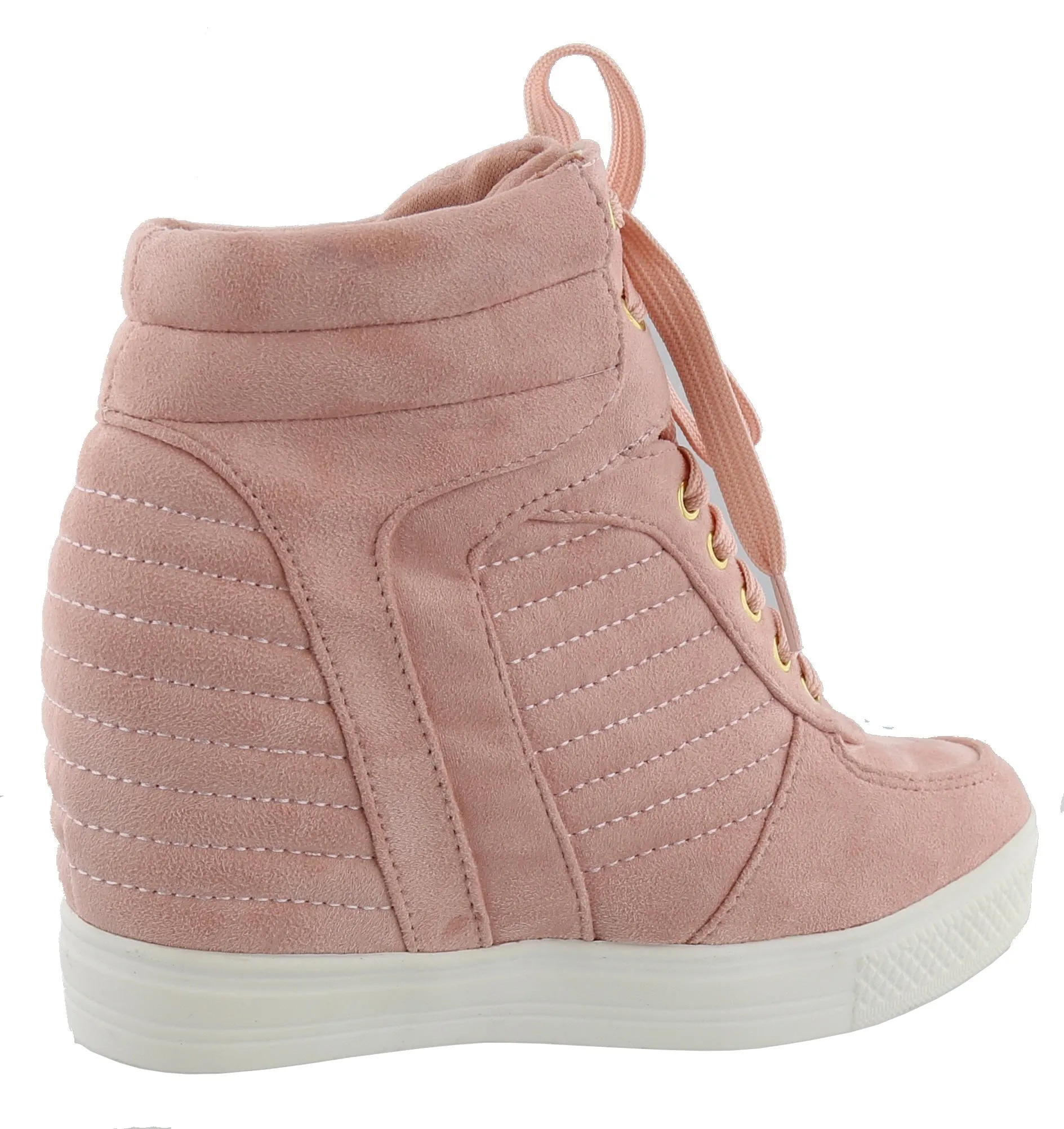 Top Moda Women's Closed Round Toe High Top Lace-Up Fashion Sneaker Wedge