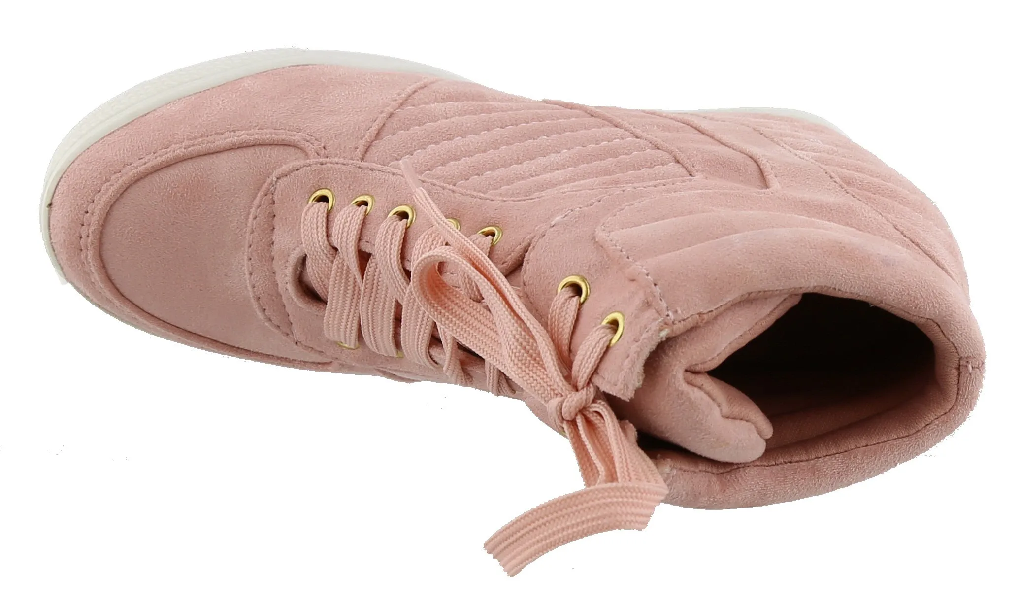 Top Moda Women's Closed Round Toe High Top Lace-Up Fashion Sneaker Wedge