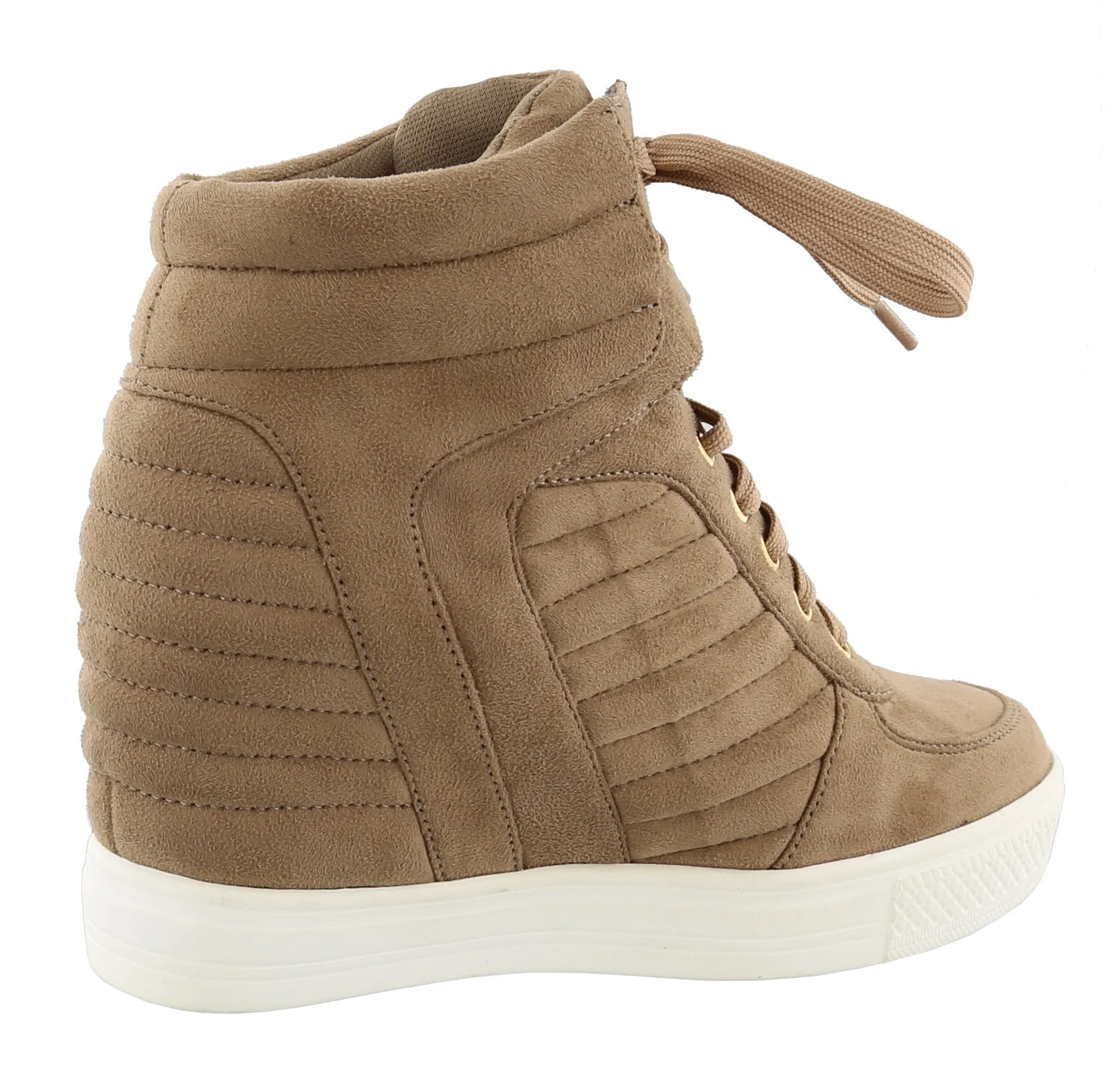 Top Moda Women's Closed Round Toe High Top Lace-Up Fashion Sneaker Wedge