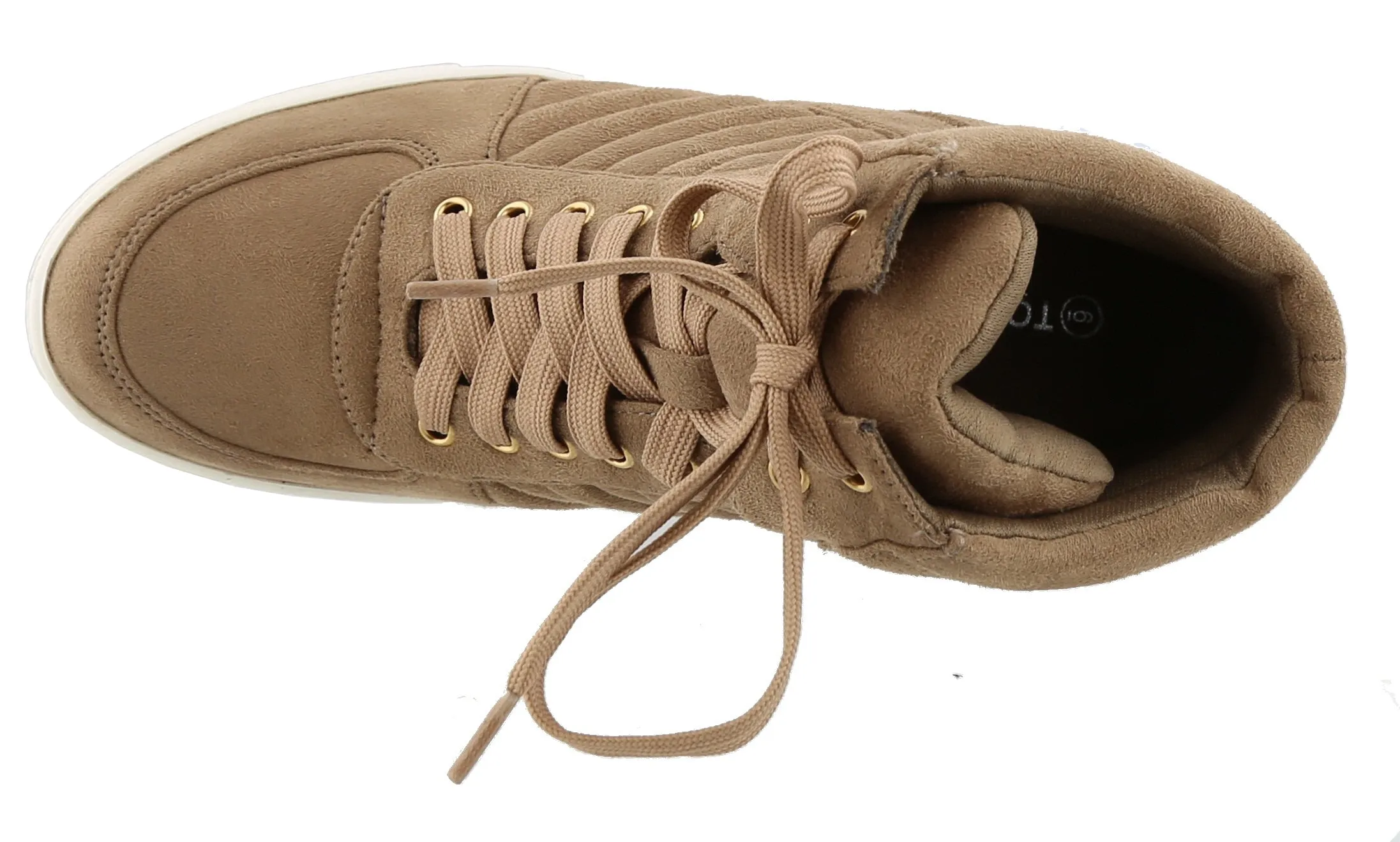 Top Moda Women's Closed Round Toe High Top Lace-Up Fashion Sneaker Wedge